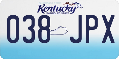 KY license plate 038JPX