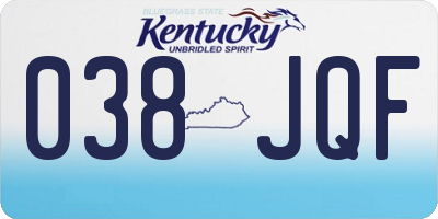 KY license plate 038JQF