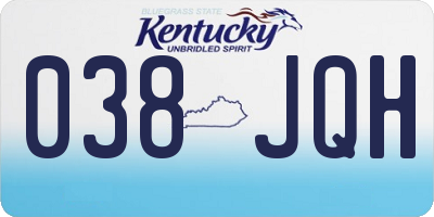 KY license plate 038JQH