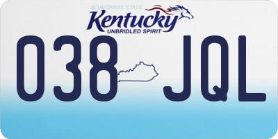 KY license plate 038JQL