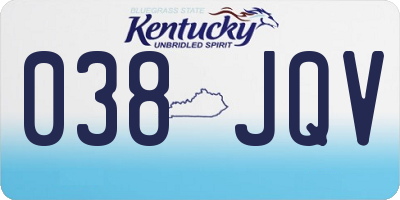 KY license plate 038JQV