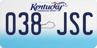 KY license plate 038JSC