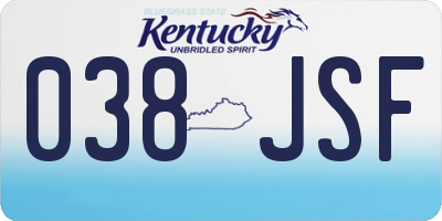 KY license plate 038JSF