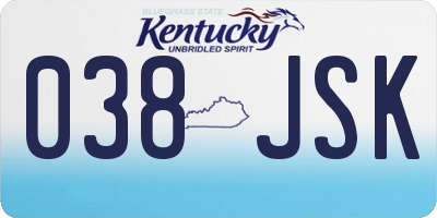 KY license plate 038JSK