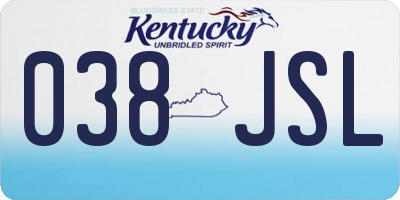 KY license plate 038JSL