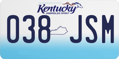 KY license plate 038JSM