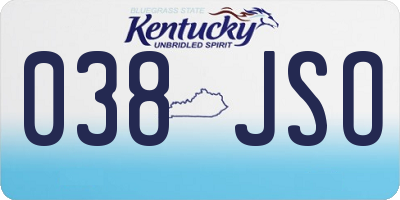 KY license plate 038JSO