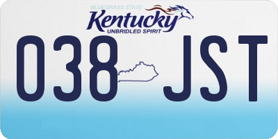 KY license plate 038JST