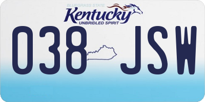 KY license plate 038JSW
