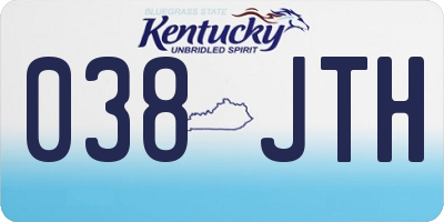 KY license plate 038JTH