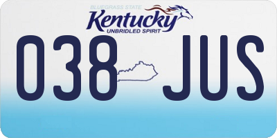 KY license plate 038JUS