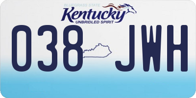 KY license plate 038JWH