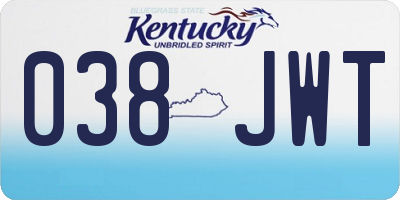 KY license plate 038JWT