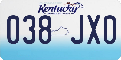 KY license plate 038JXO