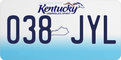 KY license plate 038JYL