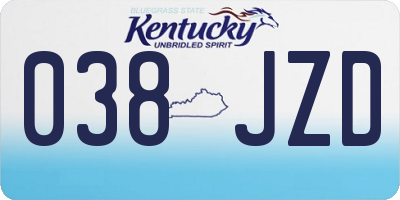 KY license plate 038JZD