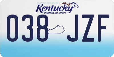 KY license plate 038JZF