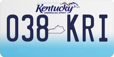 KY license plate 038KRI