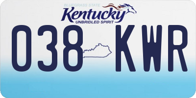 KY license plate 038KWR