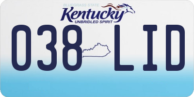 KY license plate 038LID