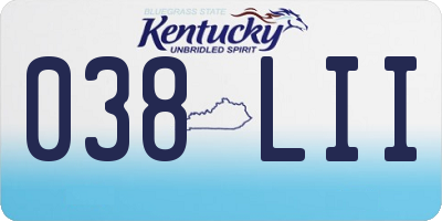 KY license plate 038LII