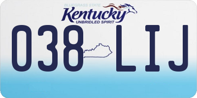 KY license plate 038LIJ