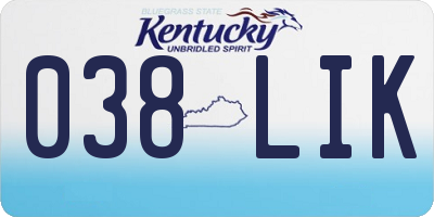 KY license plate 038LIK