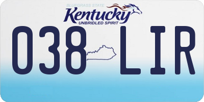 KY license plate 038LIR