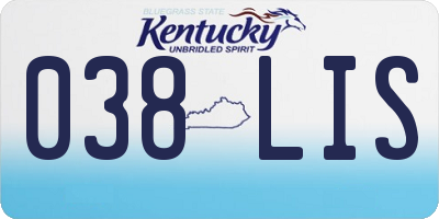 KY license plate 038LIS