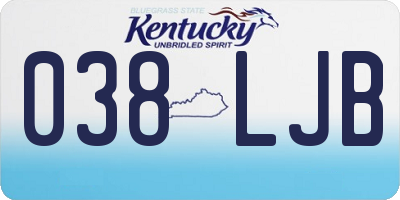 KY license plate 038LJB