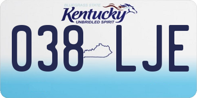 KY license plate 038LJE