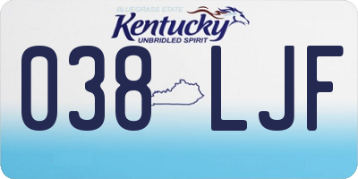 KY license plate 038LJF