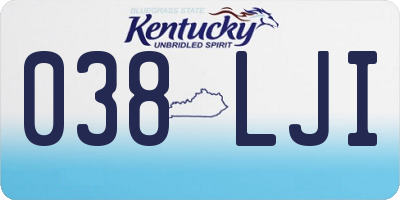 KY license plate 038LJI