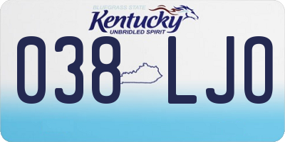 KY license plate 038LJO