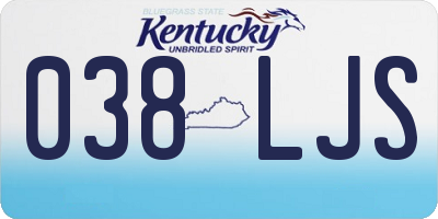 KY license plate 038LJS