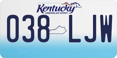KY license plate 038LJW