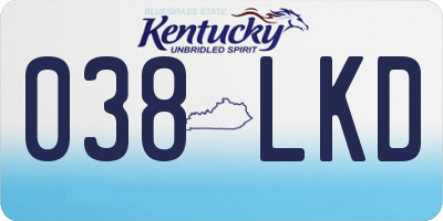 KY license plate 038LKD