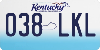 KY license plate 038LKL