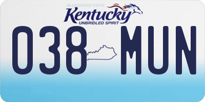 KY license plate 038MUN