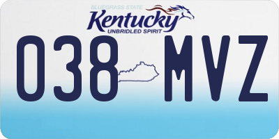 KY license plate 038MVZ