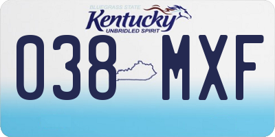KY license plate 038MXF