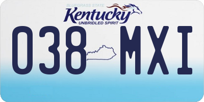 KY license plate 038MXI