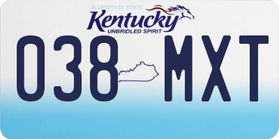 KY license plate 038MXT