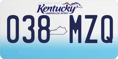 KY license plate 038MZQ