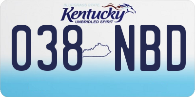 KY license plate 038NBD