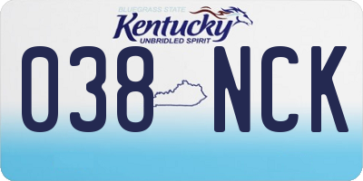 KY license plate 038NCK