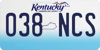 KY license plate 038NCS