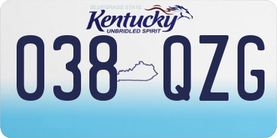 KY license plate 038QZG