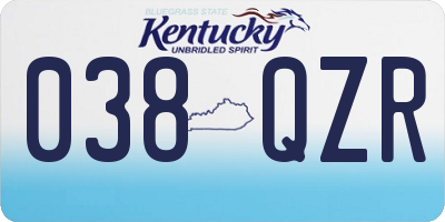 KY license plate 038QZR