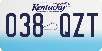 KY license plate 038QZT